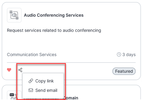 View of the Copy link and Send email options.